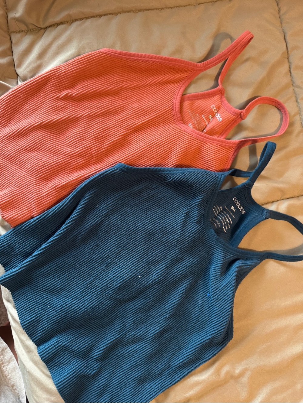 Ribbed Racerback Tank Top - Coral & Teal
